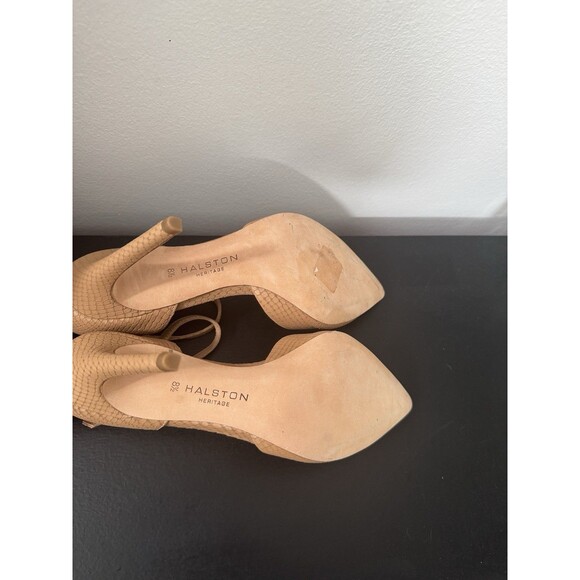 Halston Heritage Women’s Cream Tan Snake Print Stilleto Heels Size 8.5 - Picture 6 of 8